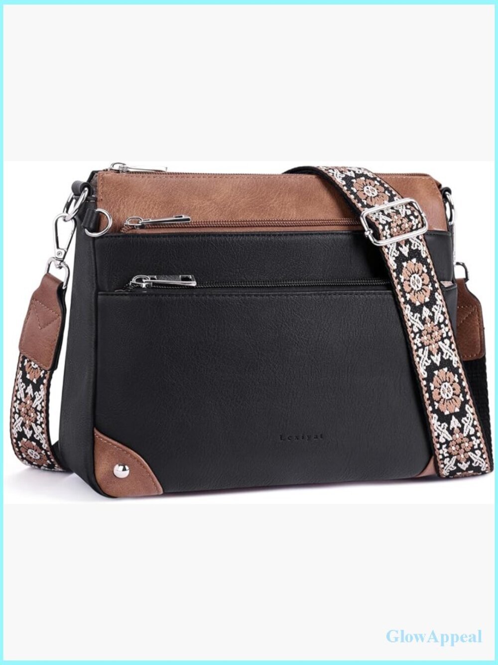 RFID Travel Crossbody Bag with Adjustable Strap Leather Handbag Medium